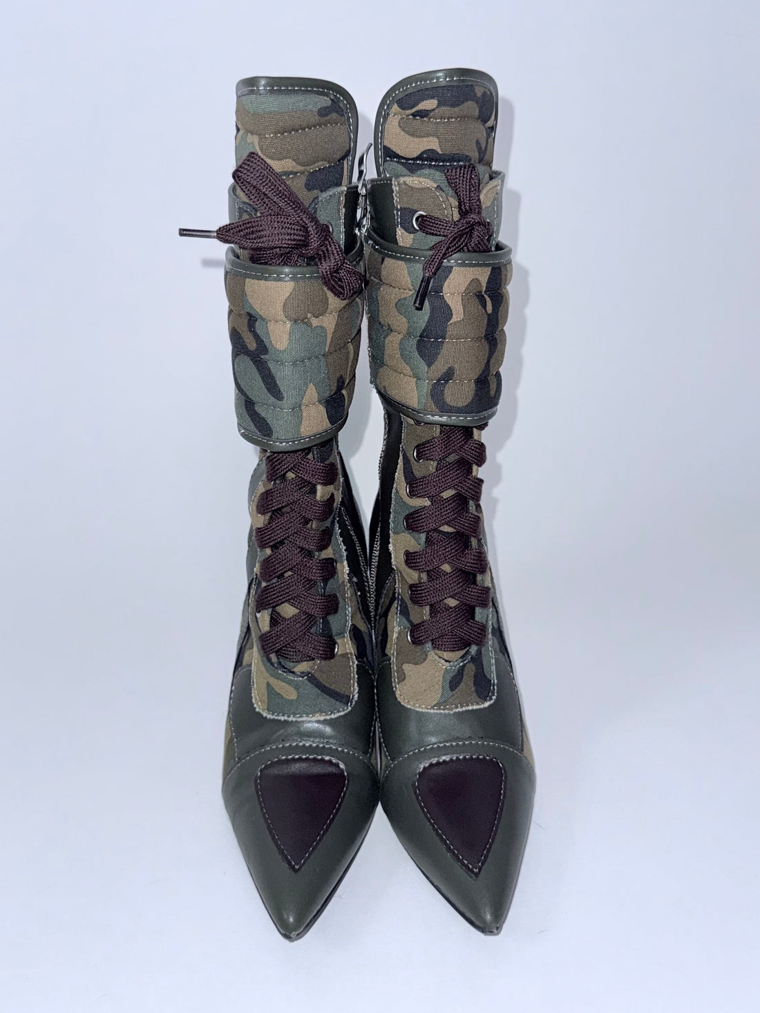 Camo Mid-Calf High Heel Stiletto Bootie