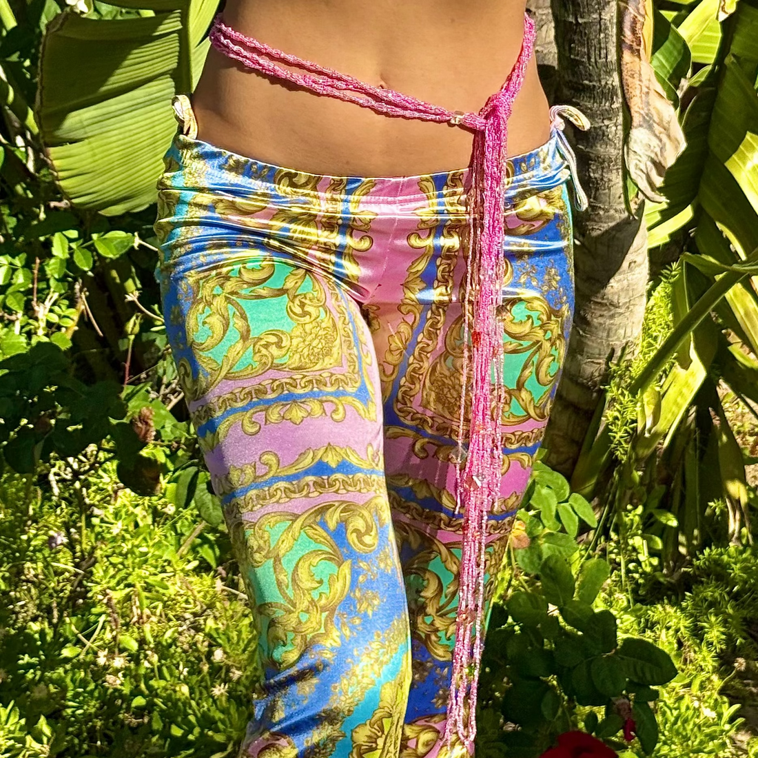 Pink Bloom Beaded Belt