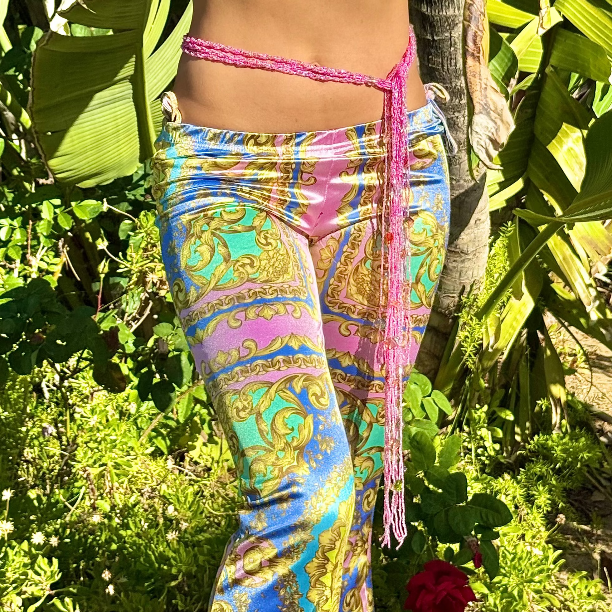 Pink Bloom Beaded Belt