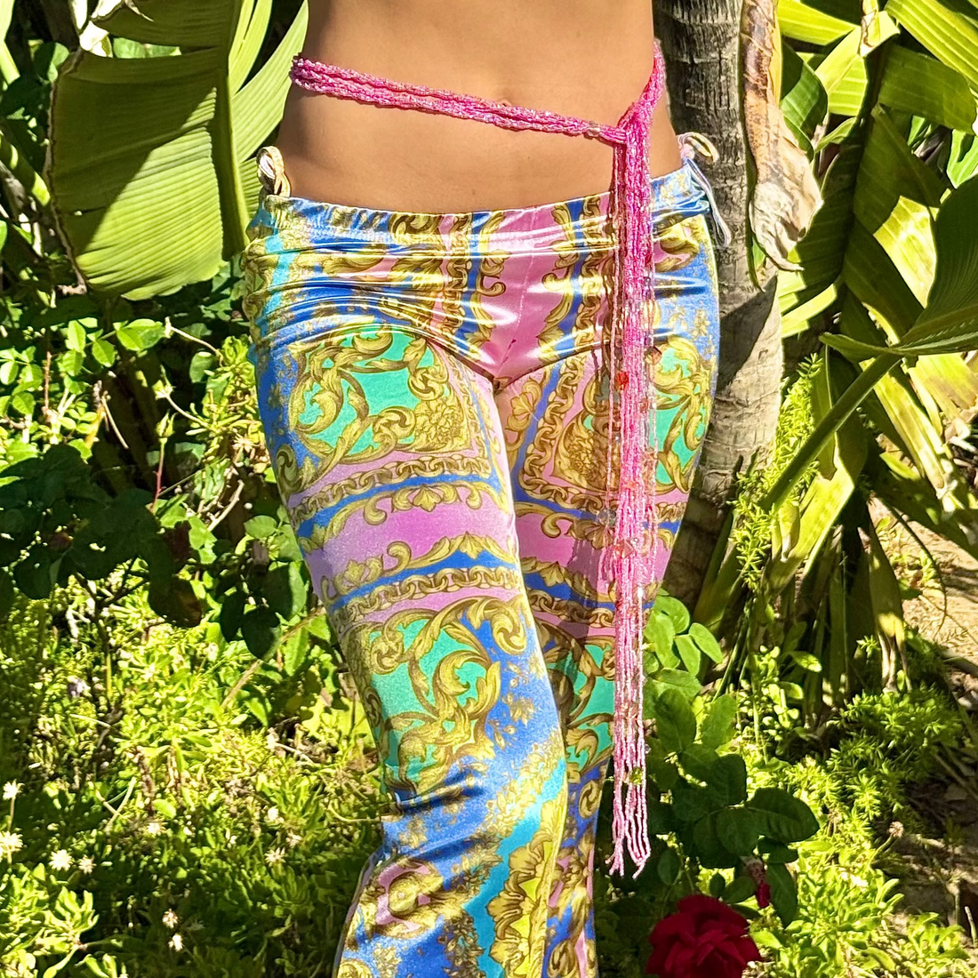 Pink Bloom Beaded Belt
